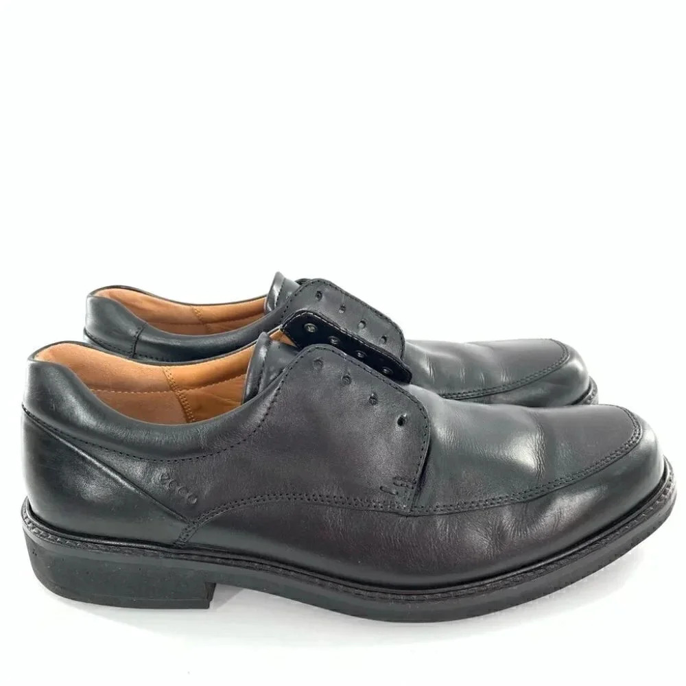 Ecco Mens lace up oxfords size 44 10-10.5 black leather comfort orthopedic